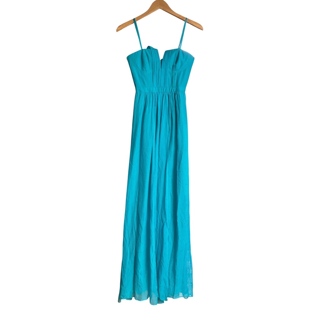 NWT BCBGMAXAZRIA Starr Blue Jade Corset Maxi Dress Gown Womens Size 0 $368